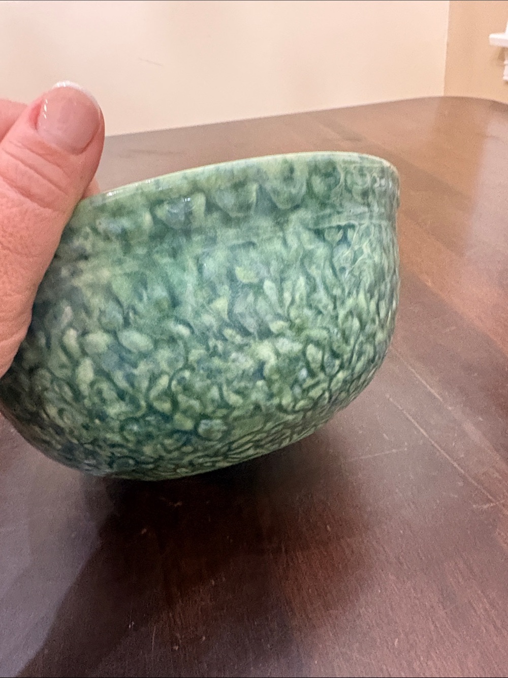 Vintage Haeger USA Green Textured Pottery Bowl Planter Mid Century MCM - Picture 4 of 6